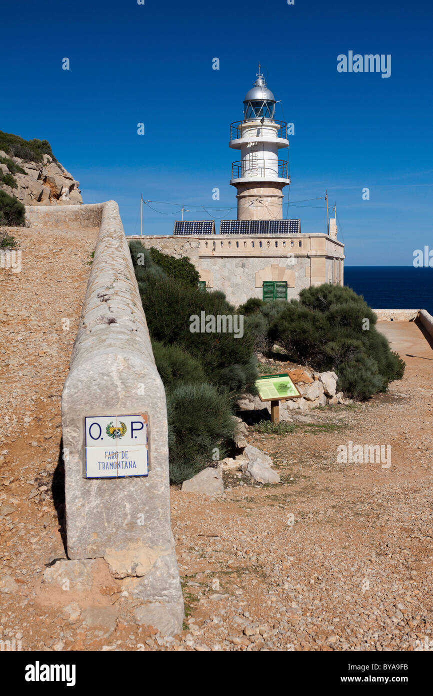 Lighthouse at Cap de Tramuntana on Dragon Island, Isla Dragonera, Majorca, Balearic Islands, Spain, Europe Stock Photo