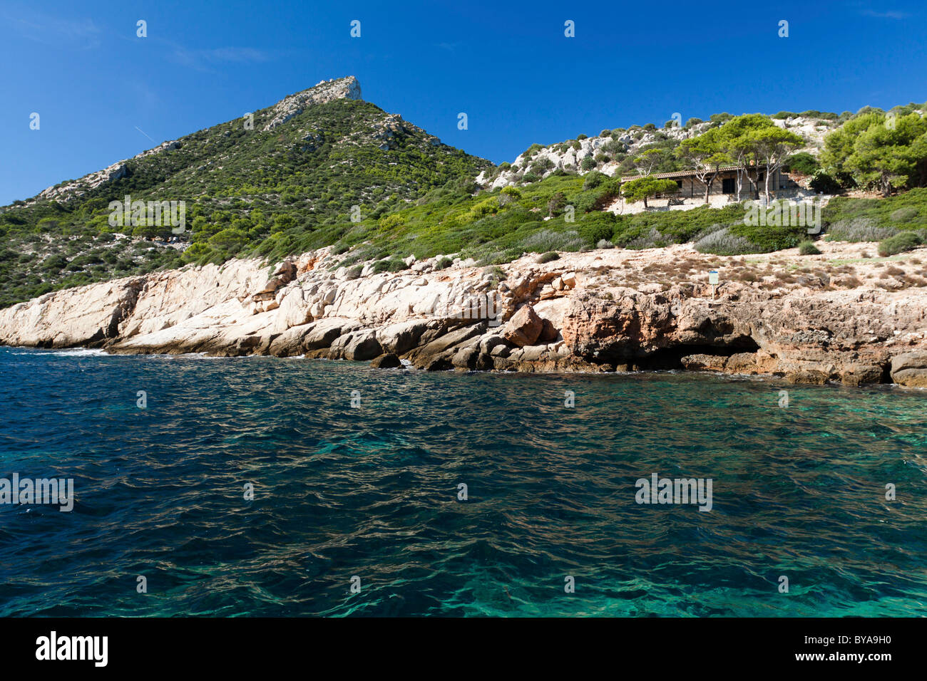 Dragon Island, Isla Dragonera, a nature and bird sanctuary with Far Vell Mountain, Majorca, Balearic Islands, Spain, Europe Stock Photo