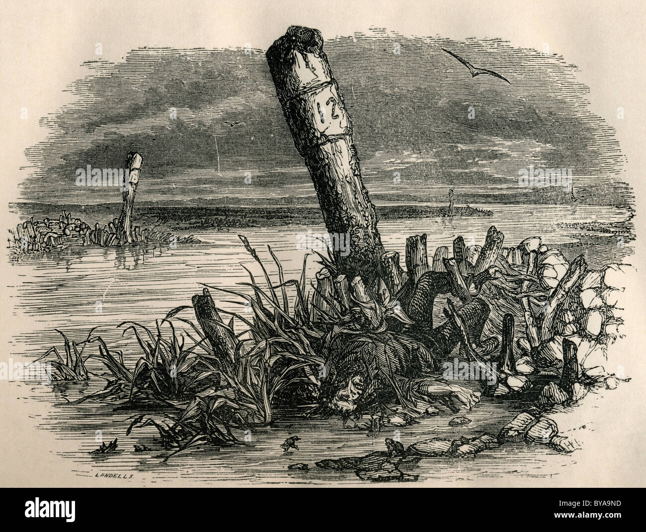 Daniel Quilp is washed ashore. From The Old Curiosity Shop by Charles ...