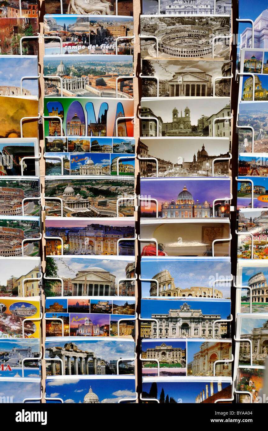 Postcards with Roman motifs, Rome, Lazio, Italy, Europe Stock Photo