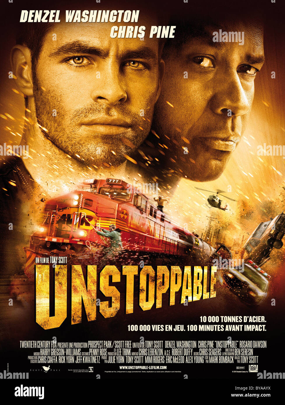 Unstoppable Year : 2010 USA Director : Tony Scott Chris Pine, Denzel Washington Movie poster (Fr) Stock Photo