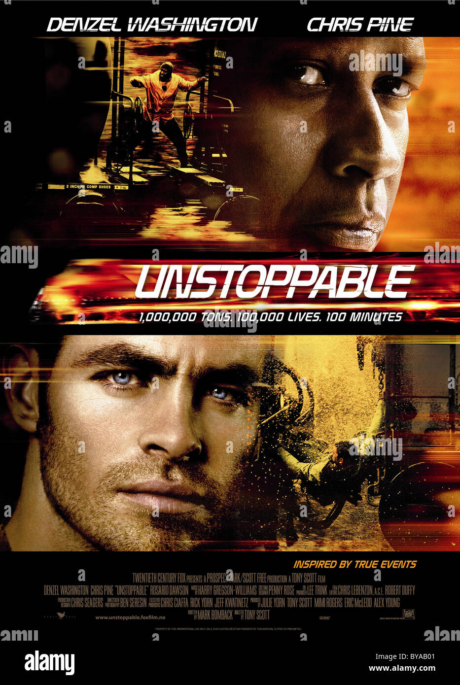 Unstoppable Year : 2010 USA Director : Tony Scott Chris Pine, Denzel Washington Movie poster (USA) Stock Photo
