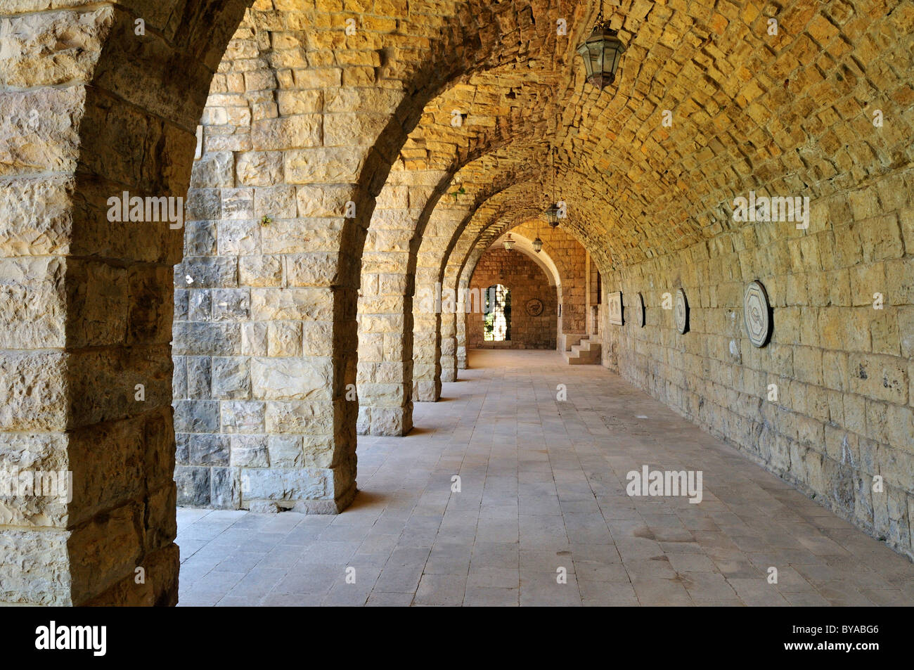 Vaulted ceiling with mosaic display at historic Beit ed-Dine, Beiteddine Palace of Emir Bashir, Chouf, Lebanon, Middle East Stock Photo