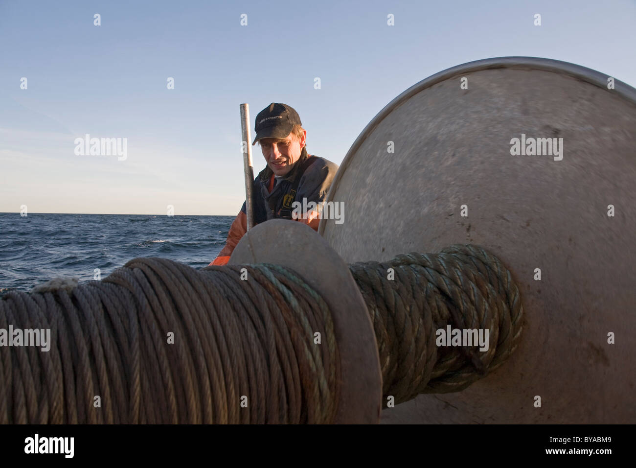 Trawling Fishing boat Sweden The Baltic sea Stock Photo