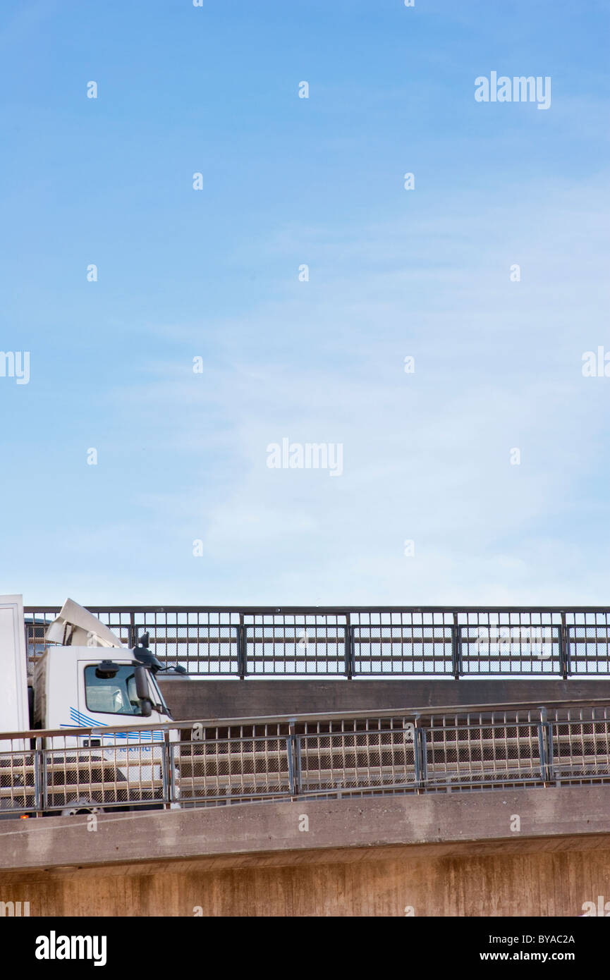 Truck on a freeway, Stockholm, Sweden Stock Photo