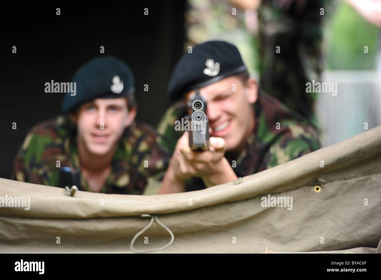 Combined Cadet Force, Army section at Monkton Combe School showing off there skills in the armory department Stock Photo