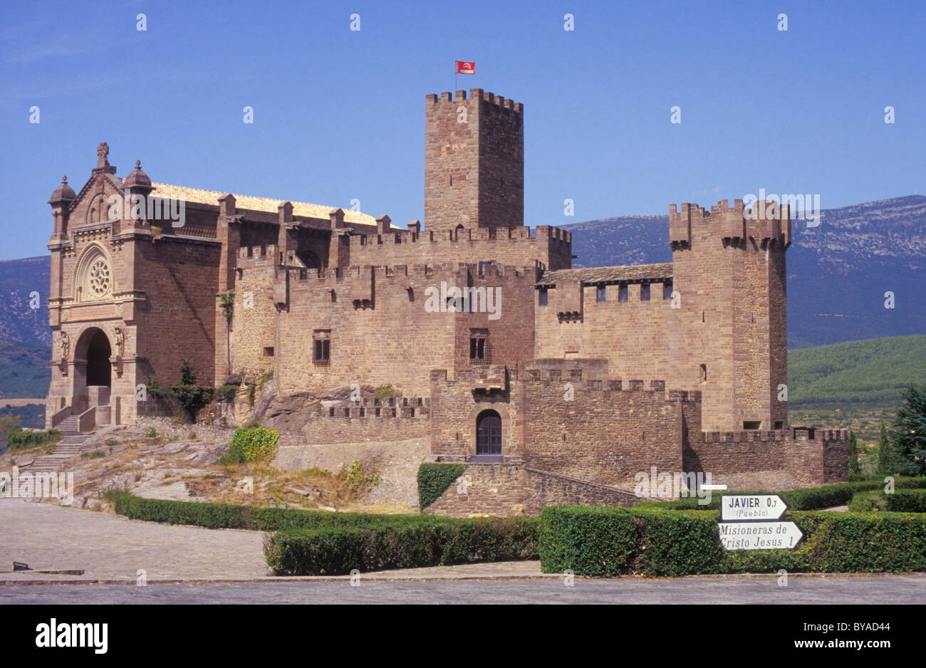 CASTLE OF XABIER, CASTILLO DE JAVIER, NEAR PAMPLONA, NAVARRE, NAVARRA, SPAIN Stock Photo
