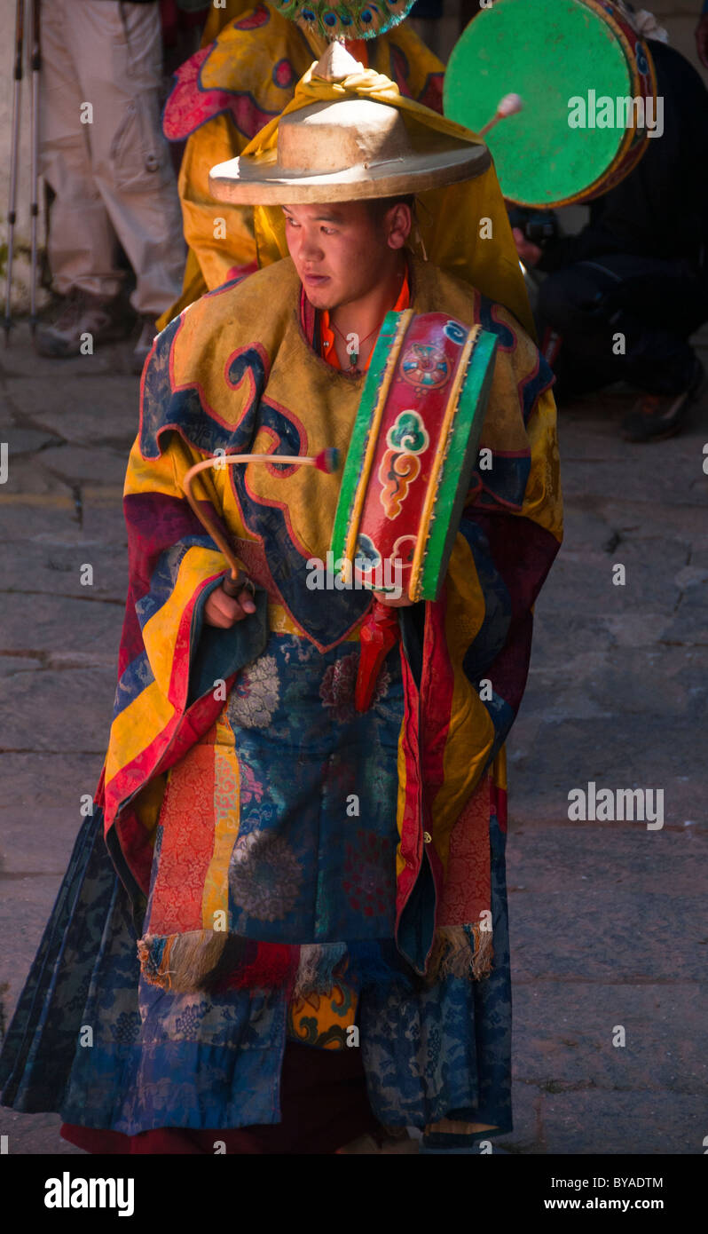 Monk Rimdo costumed monk dancing at the Mani Rimdu Festival at Tengboche Monastery ...