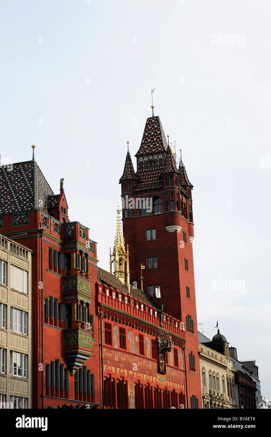 Partial view of the Town Hall, Basel, Switzerland, Europe Stock Photo