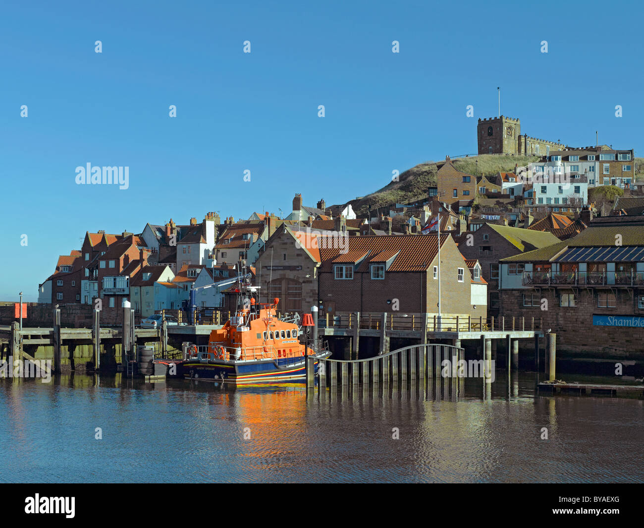 Whitby Lifeboat and St Marys Church East Cliff Whitby North Yorkshire ...
