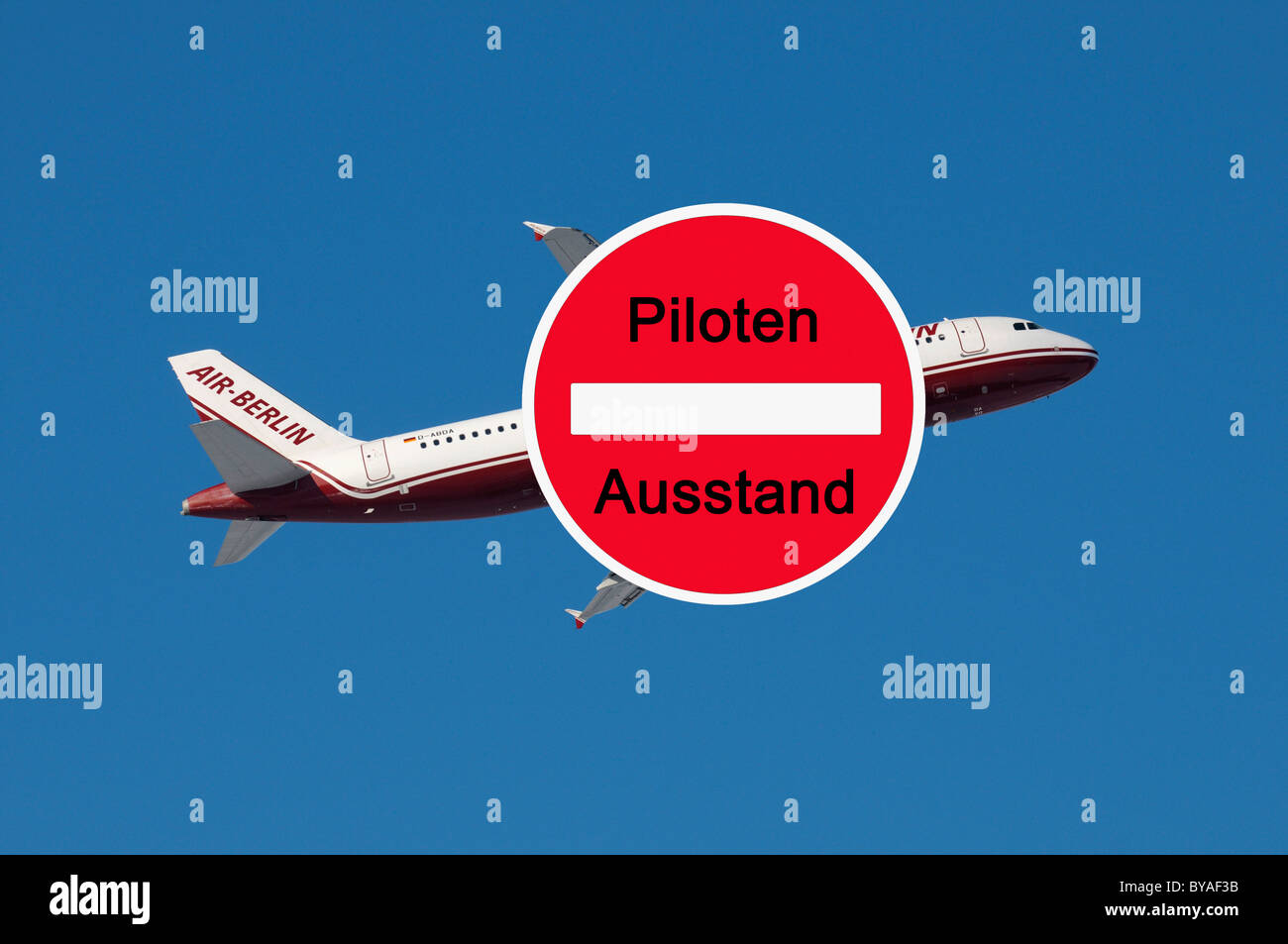 Sign with lettering "Piloten Ausstand", German for "Pilots on strike