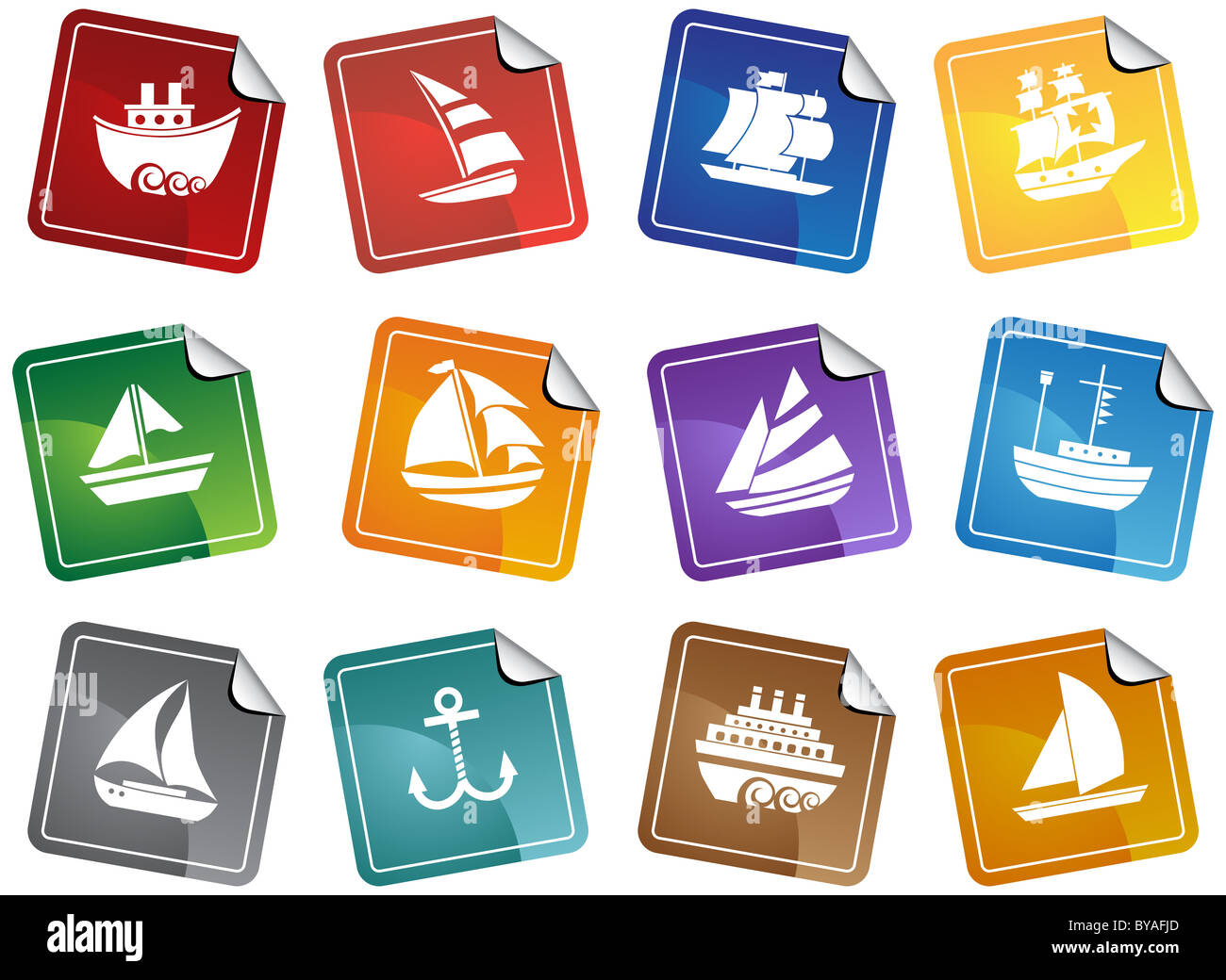 A set of 12 water vessels and anchor Stock Photo Alamy