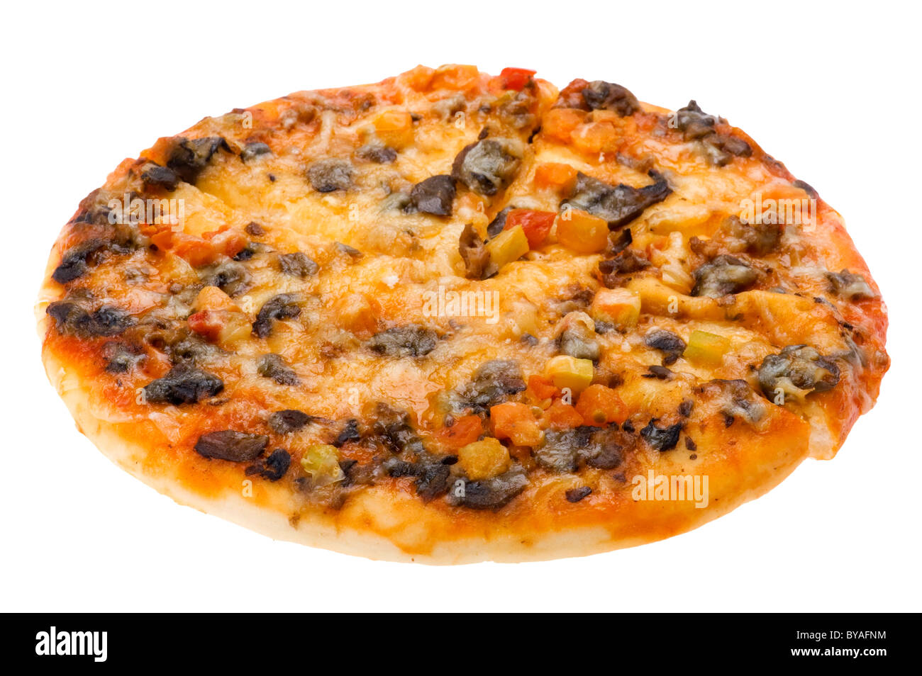 object on white - food sliced pizza Stock Photo