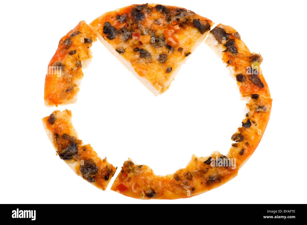 object on white - food sliced pizza Stock Photo