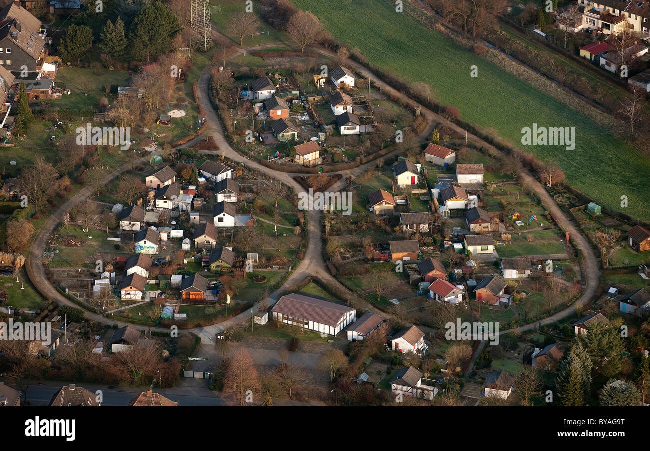 Aerial view, garden plots, Ickern, CastropRauxel, Ruhrgebiet region