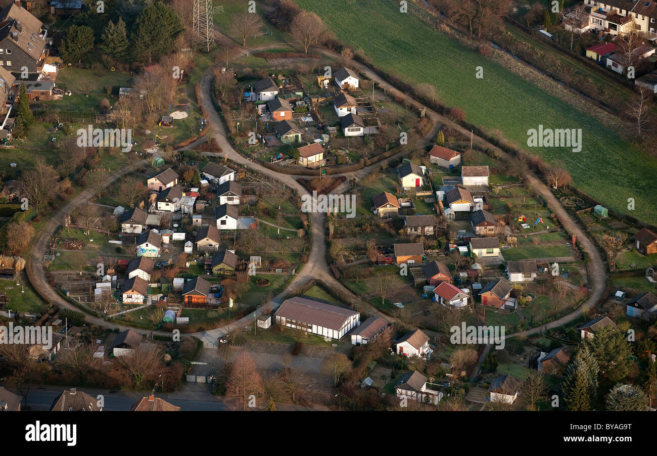 Aerial view, garden plots, Ickern, Castrop-Rauxel, Ruhrgebiet region, North Rhine-Westphalia, Germany, Europe Stock Photo