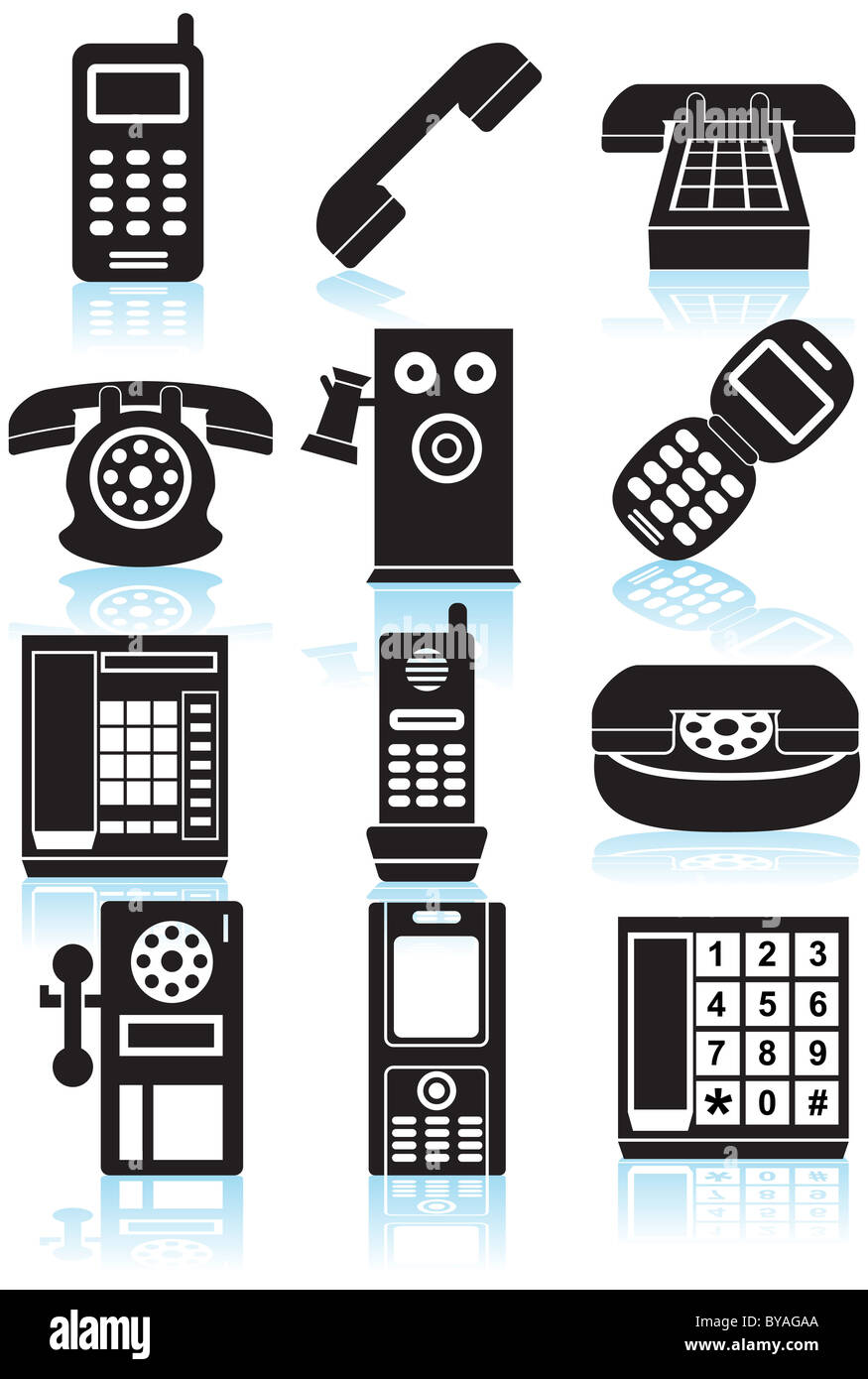 An image of a phone icon set. Stock Photo