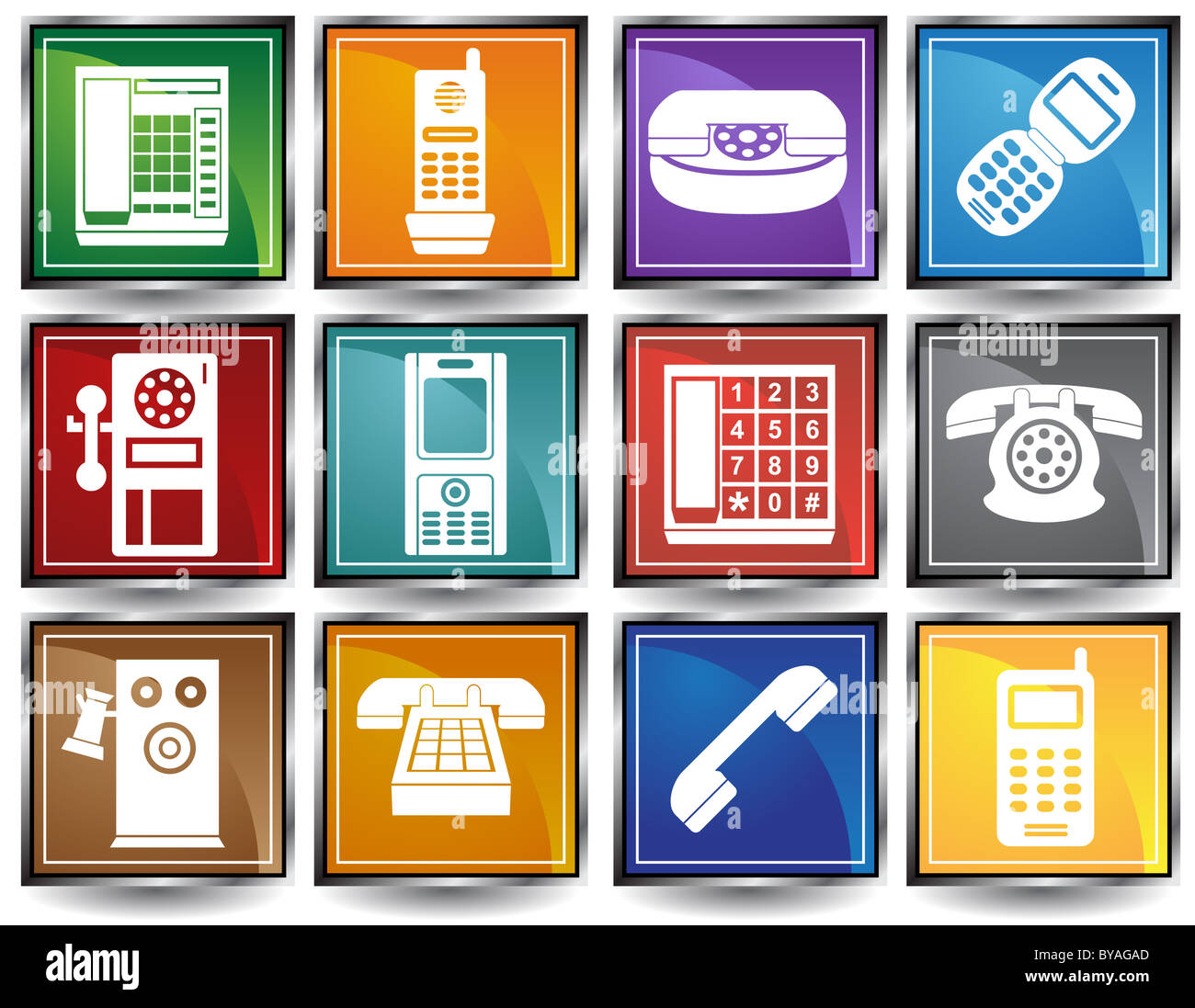 An image of a phone icon set. Stock Photo