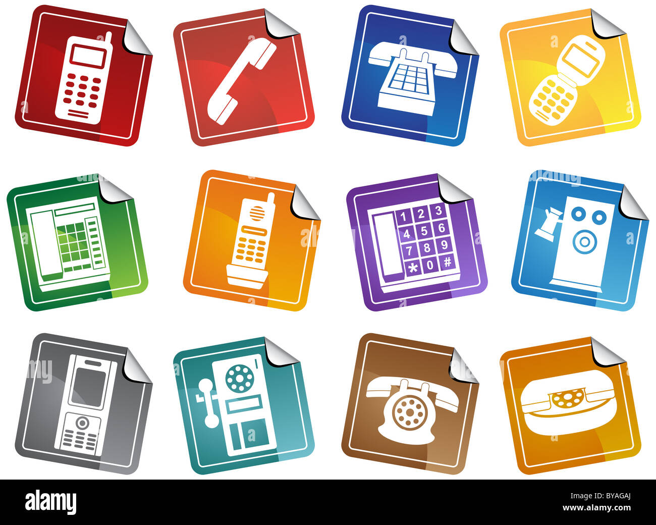 An image of a phone icon set. Stock Photo