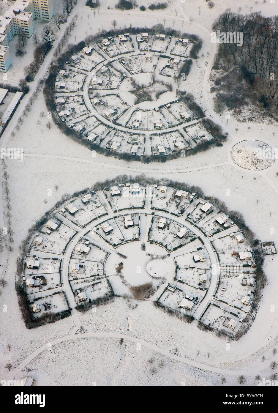 Aerial view, garden plots, Scharnholz Grevel, Dortmund, Ruhrgebiet