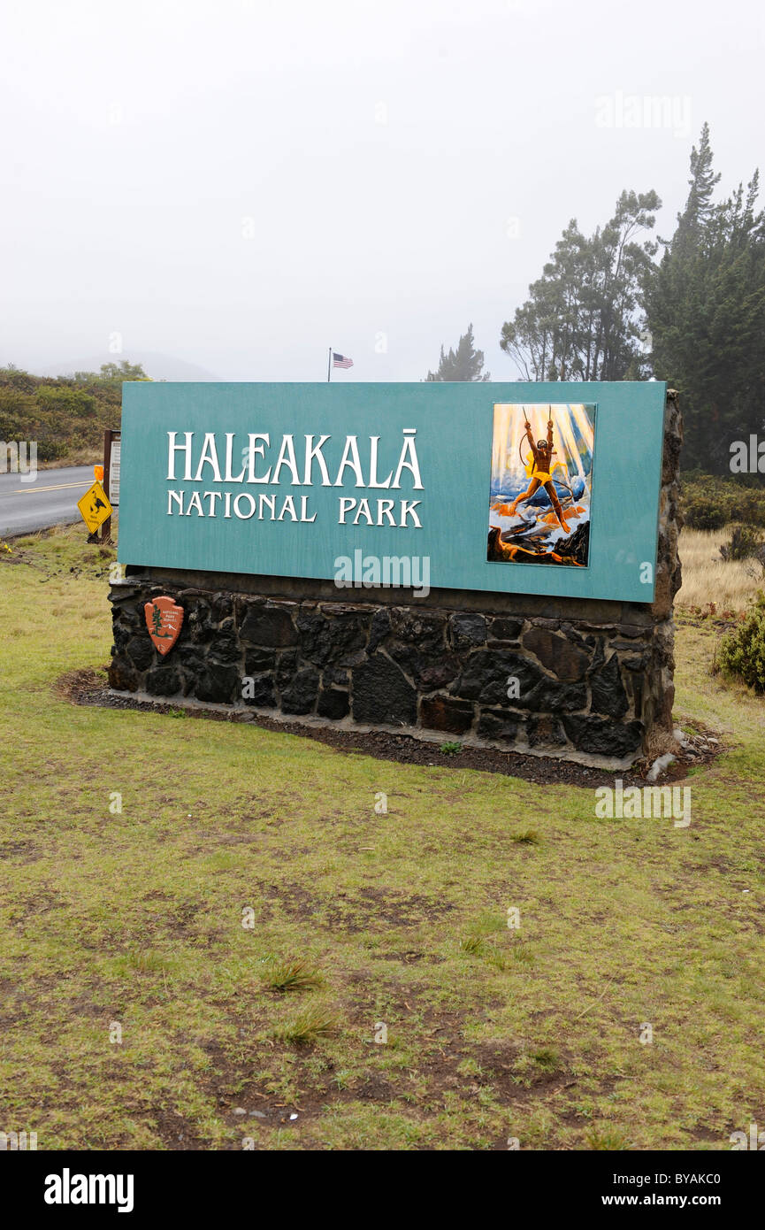 Entrance Haleakala National Park Maui Hawaii Volcano Crater Stock Photo