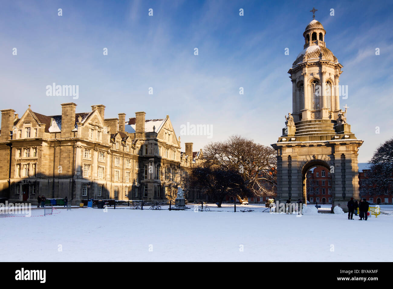 Historic Trinity College, Dublin. All trademarks and faces have been cloned out. Stock Photo