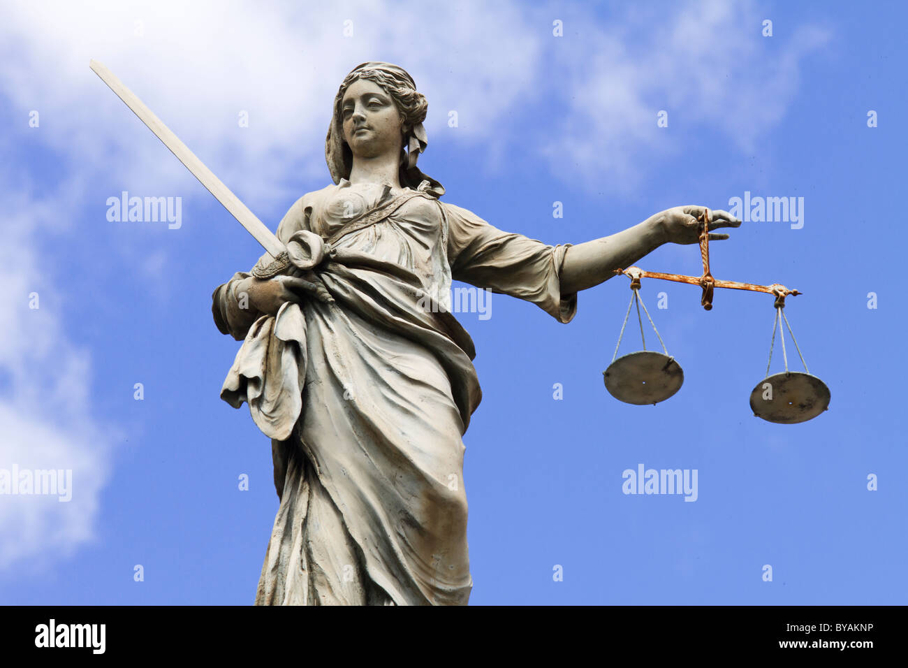 Statue of Lady Justice at Dublin Castle in Dublin, Ireland Stock Photo