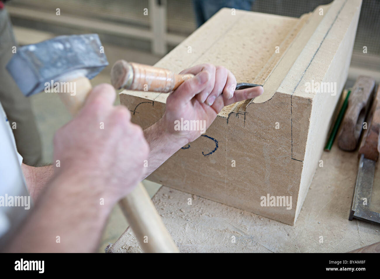 Carpenter chiseling wood hi-res stock photography and images - Alamy