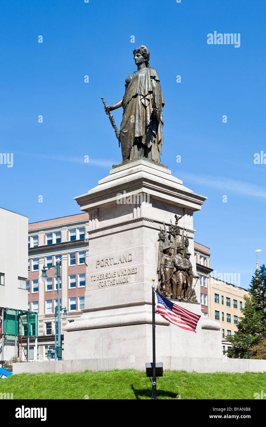 Civil War Monument in downtown Portland, Maine Stock Photo