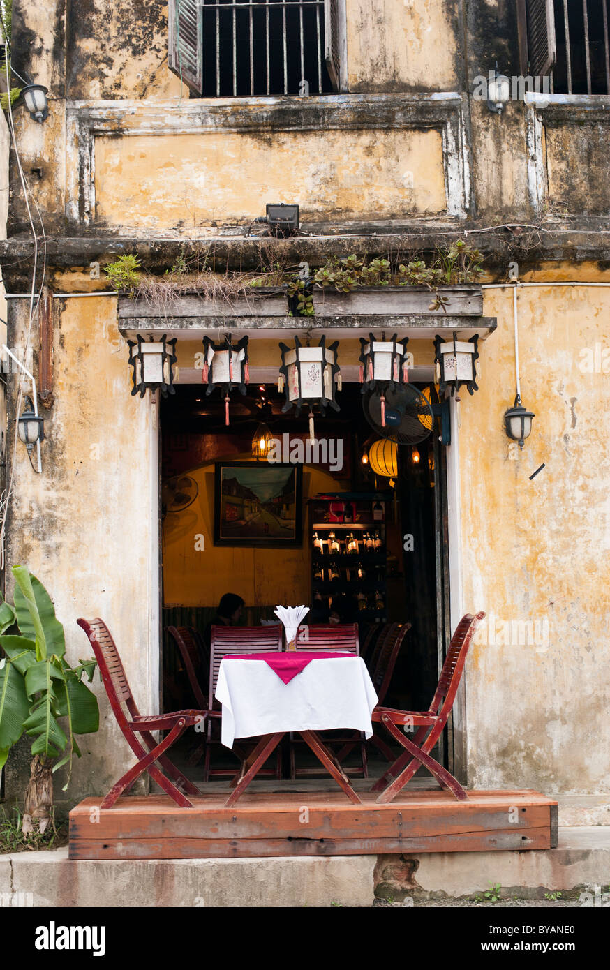 Table for Two, Cafe Restaurant, Hoi An, Vietnam Stock Photo