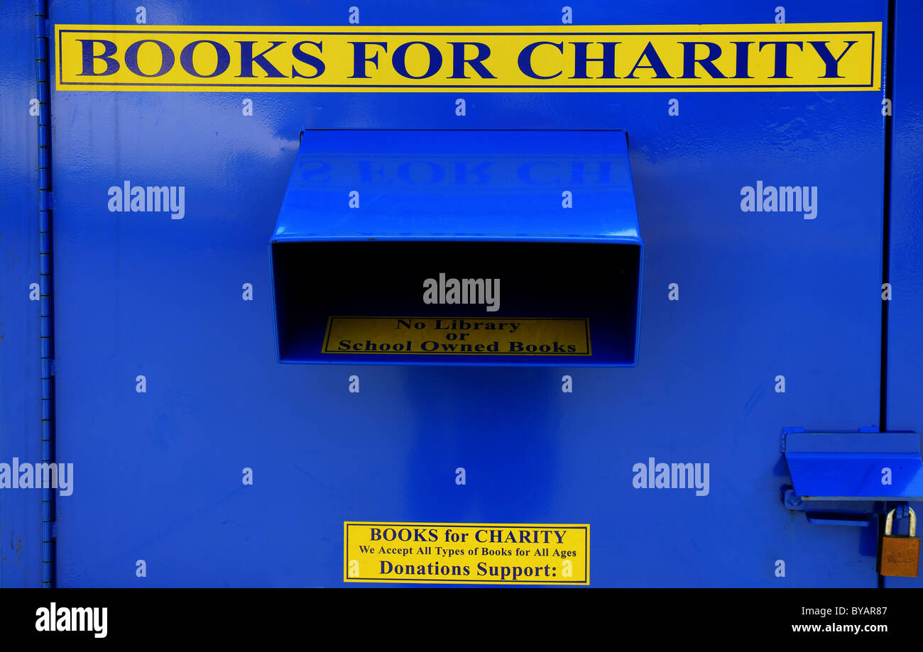 A books for charity collection point Stock Photo Alamy