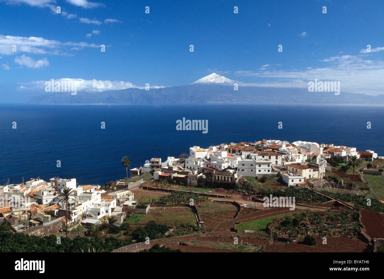 Teide on Teneriffa, View from Agulo, Gomera, Canary Islands, Spain Stock Photo