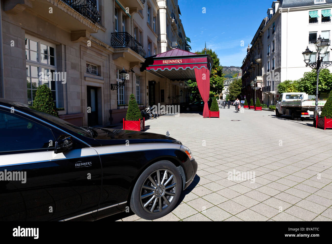 The first class Hotel Brenners with luxury limousine Maybach at the door, Baden-Baden, Baden-Wuerttemberg, Germany, Europe Stock Photo
