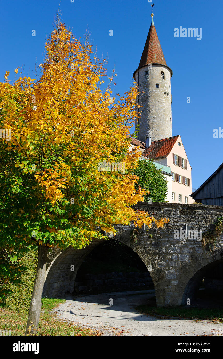 Town tower, Kirchberg an der Jagst, Baden-Wuerttemberg, Germany, Europe Stock Photo