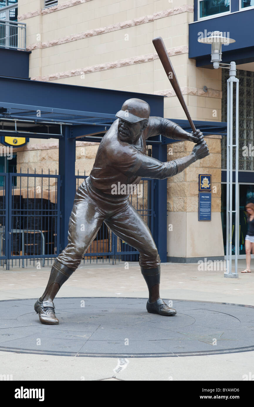 Willie Stargell statue outside PNC Park Sports Stadium in Pittsburgh, Pennsylvania, USA Stock