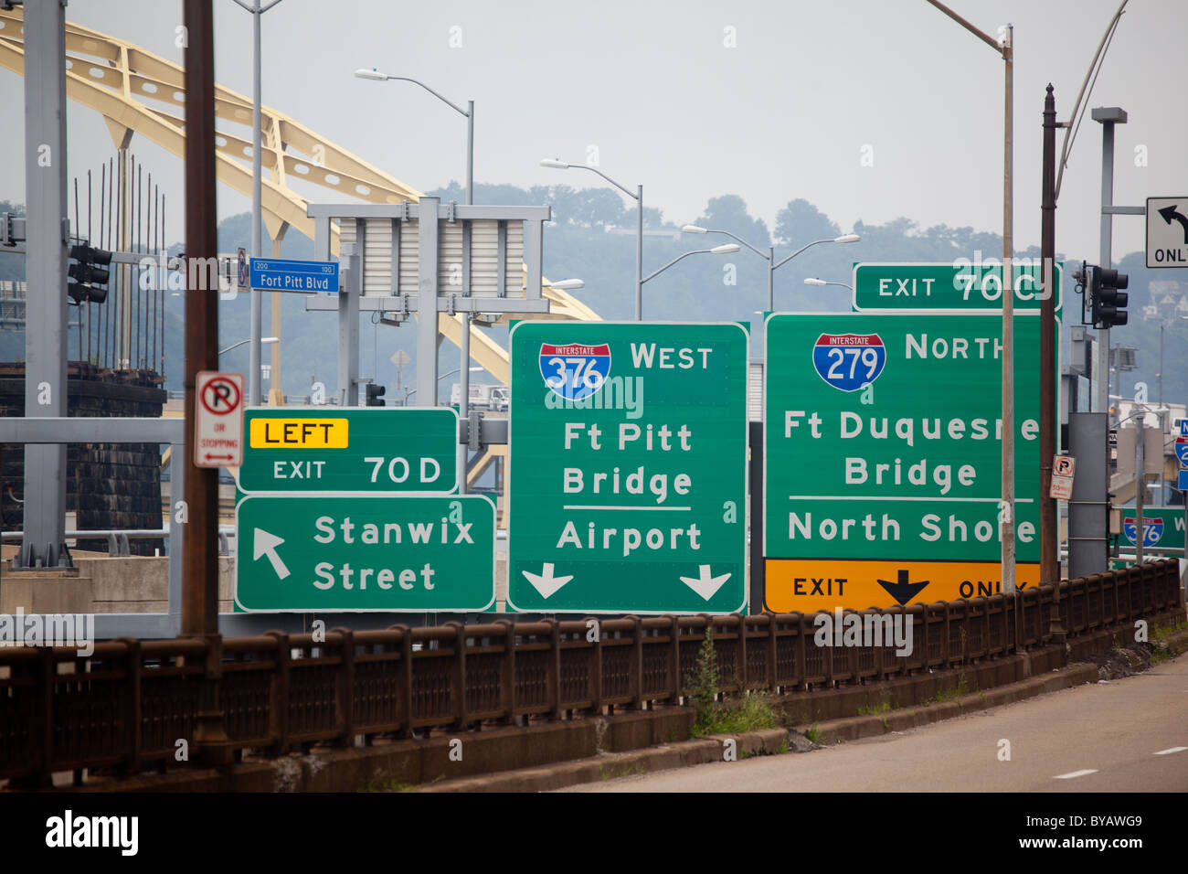 Highway 376 through downtown Pittsburgh, Pennsylvania, USA Stock Photo