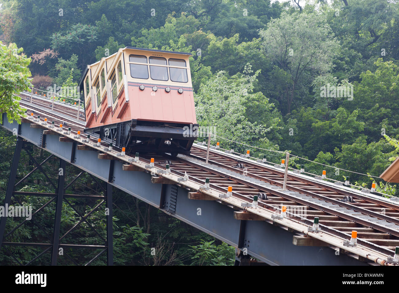 Cable car on Monongahela incline in Pittsburgh, Pennsylvania, USA Stock Photo