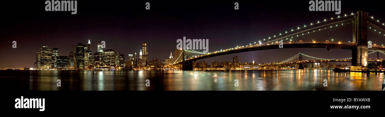 Big Apple and Brooklyn Bridge, New York, USA Stock Photo