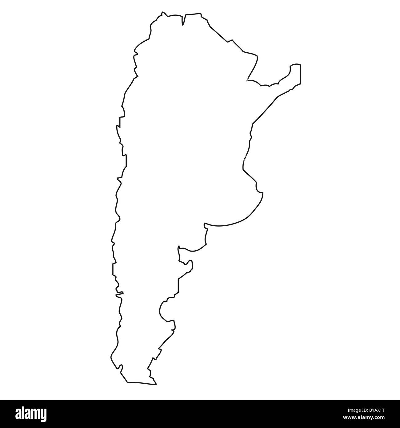 Outline, map of Argentina Stock Photo