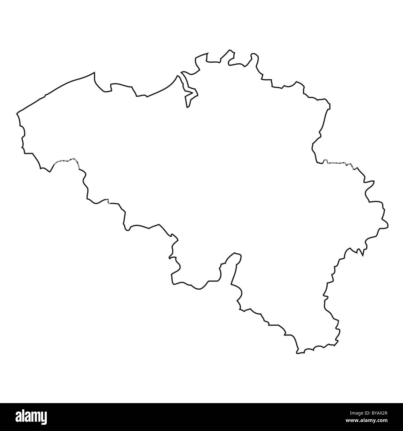 Outline, map of Belgium Stock Photo