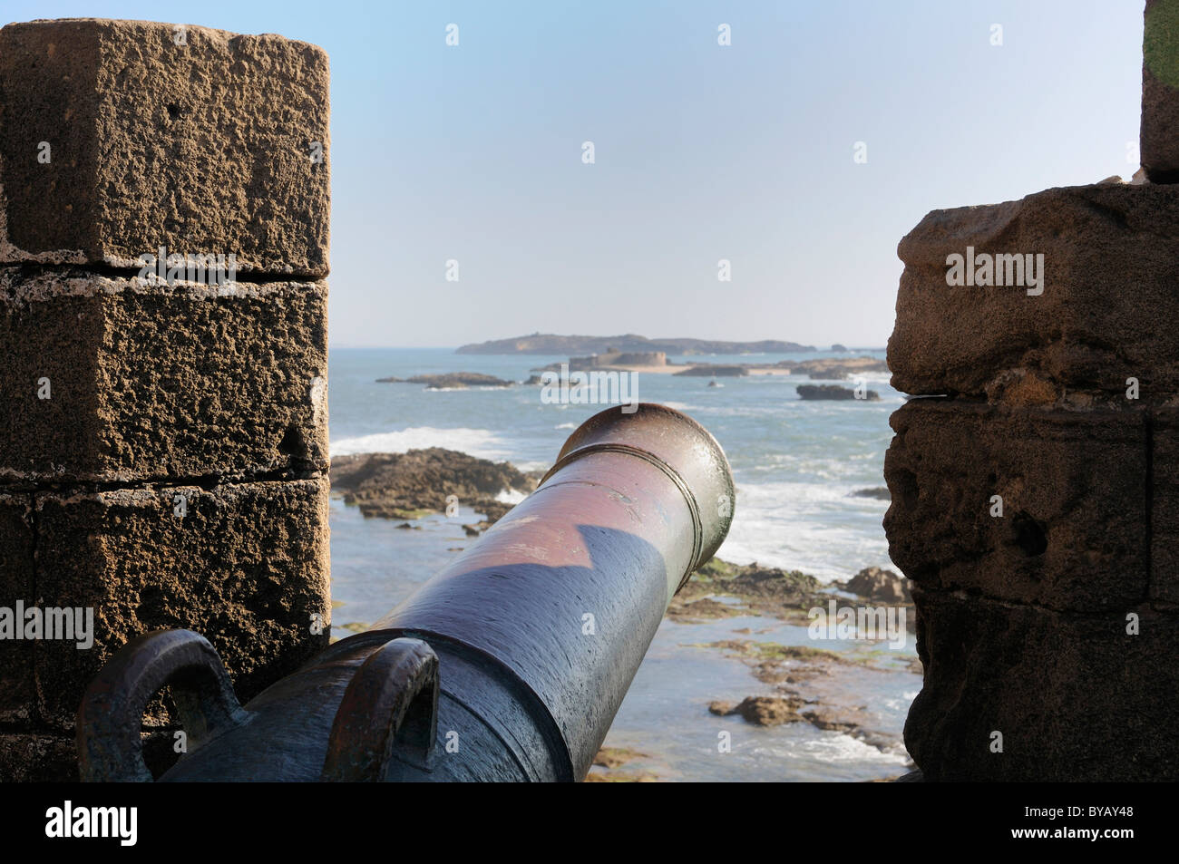 Old cannon in the fort of Essaouira, Morocco, Africa Stock Photo