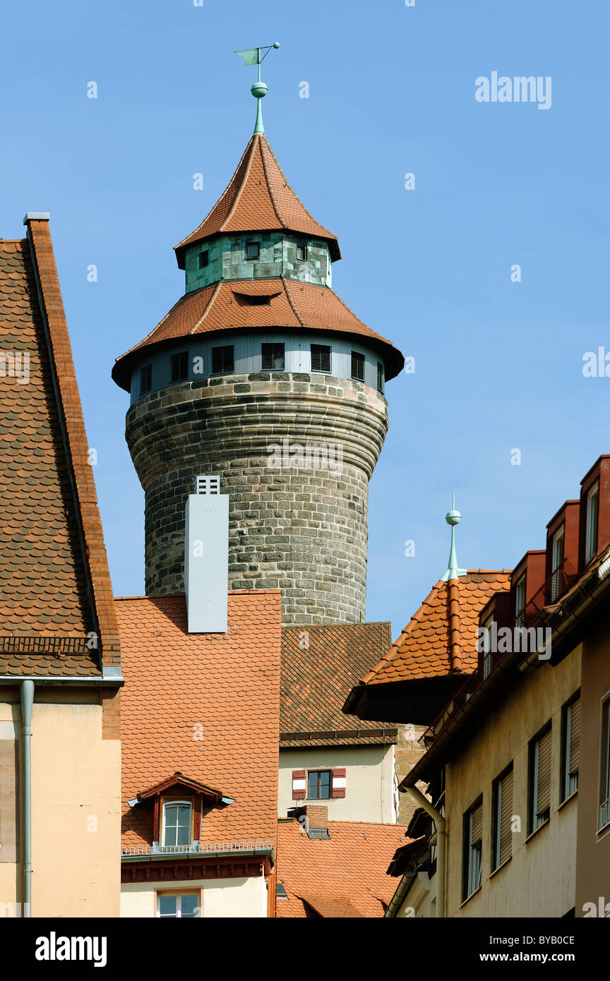 Sinnwellturm tower, Kaiserburg Imperial Castle Nuremberg, Middle Franconia, Bavaria, Germany, Europe Stock Photo