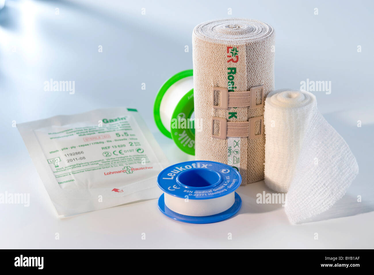 Dressing material, medical adhesive tape, plaster Stock Photo