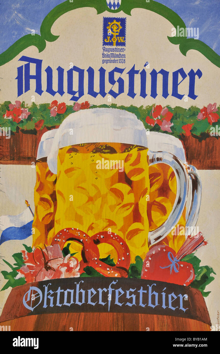 Vanding Sanselig Illusion Nostalgic brewery poster, Augustinerbraeu beer, Oktoberfest, Munich,  Bavaria, Germany, Europe Stock Photo - Alamy