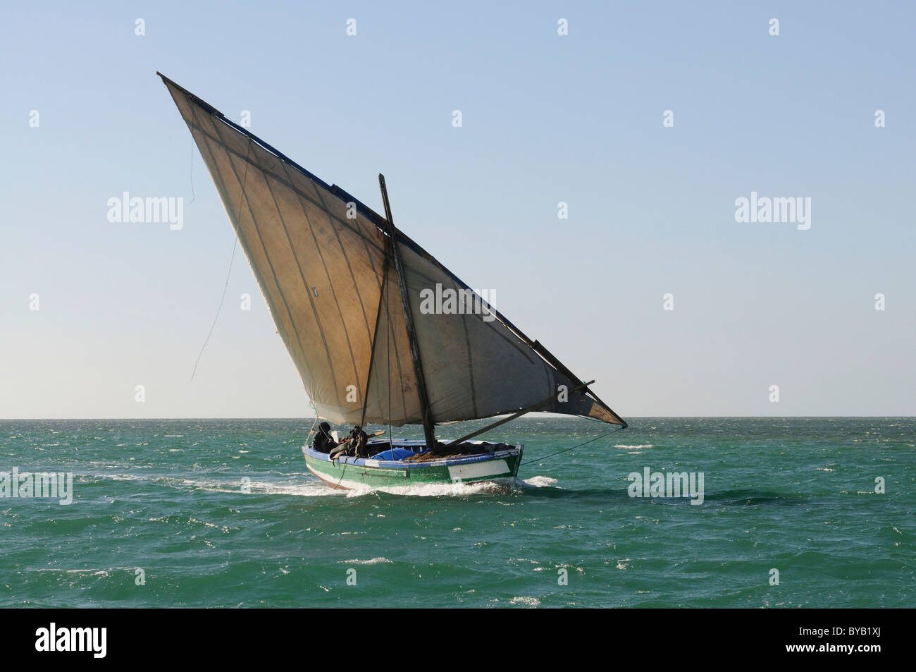 Traditional sailing boat, Banc d' Arguin, Mauretania, northwestern Africa Stock Photo