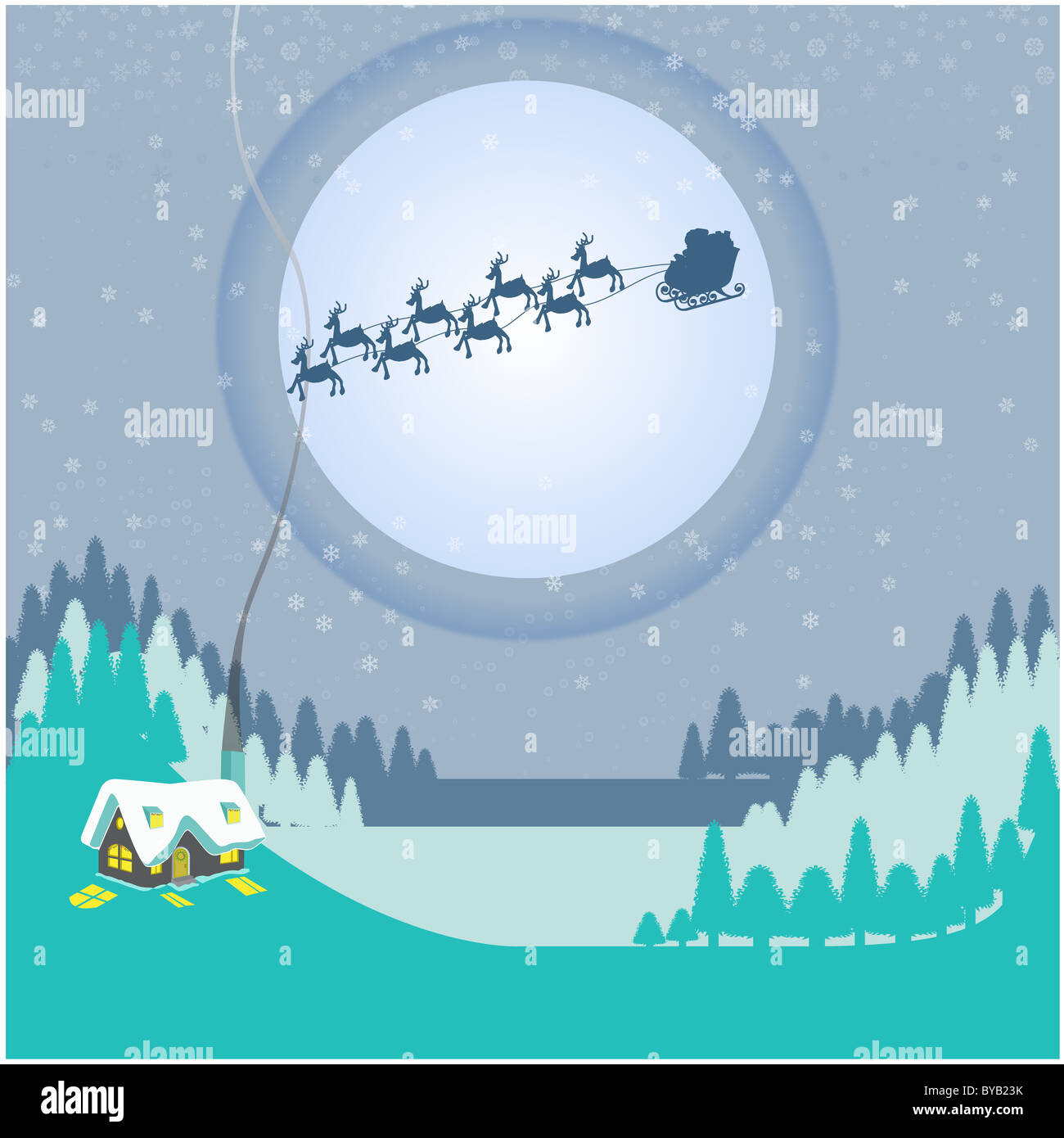 Reindeer pulling santas sleigh hi-res stock photography and images - Alamy