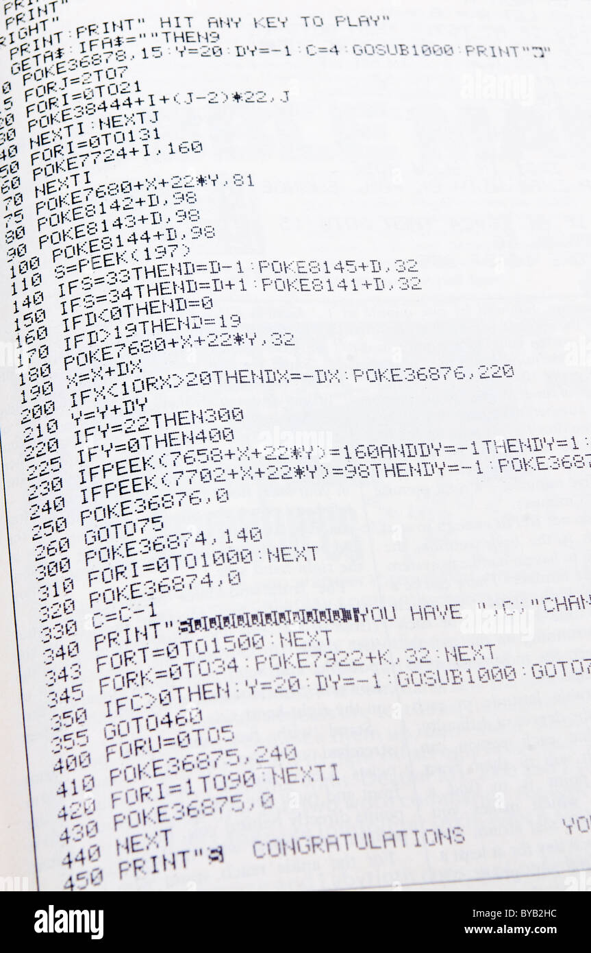 BASIC program in a computer magazine from 1983 Stock Photo