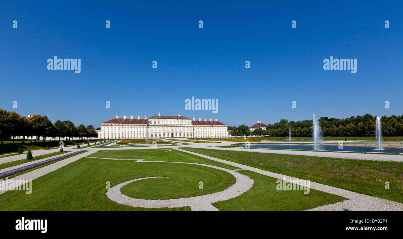 View of the Neues Schloss Schleissheim castle with castle gardens