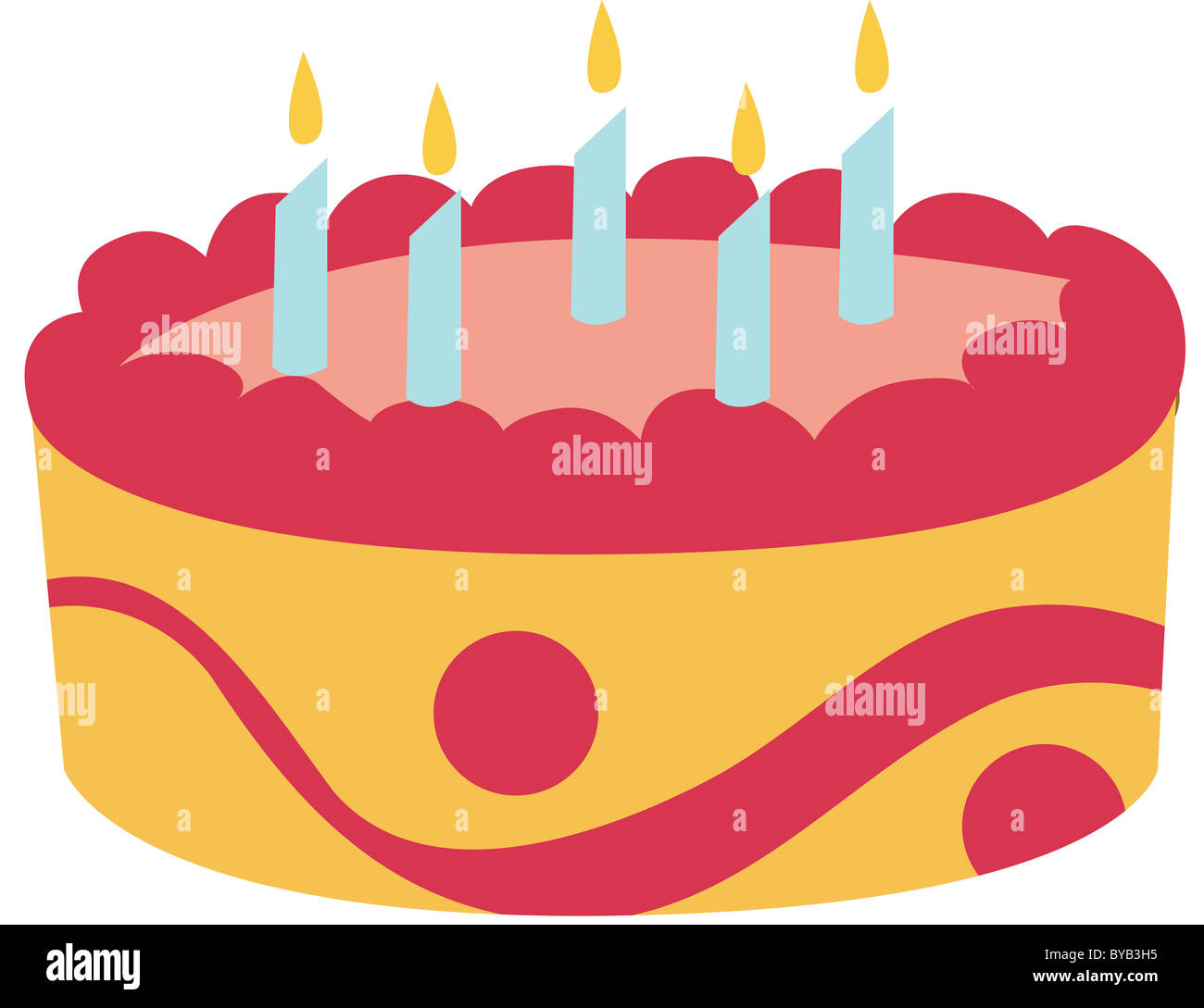 A birthday cake with lit candles Stock Photo - Alamy