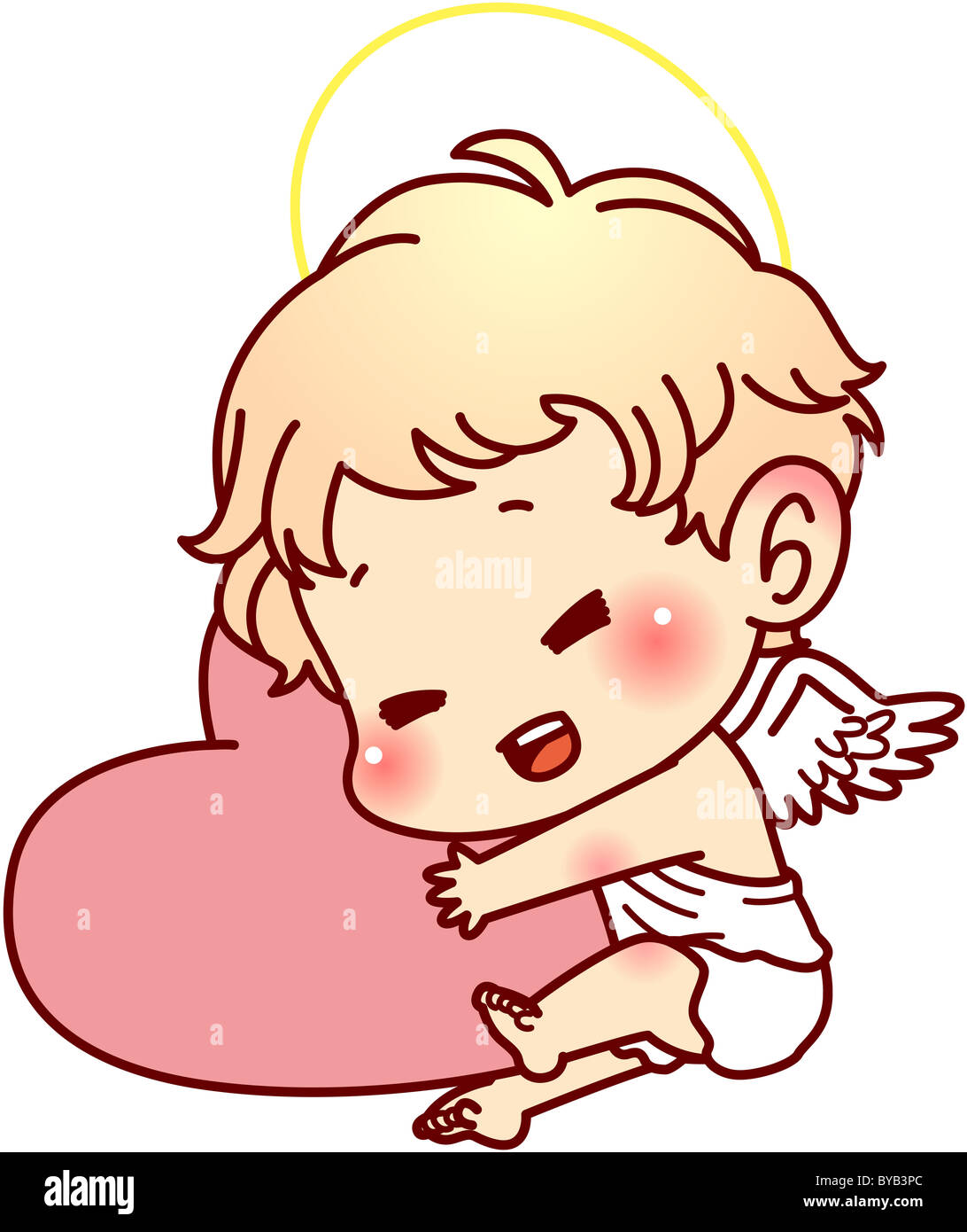 A cherub hugging a heart Stock Photo Alamy